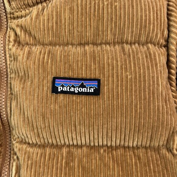 Patagonia Corduroy Fjord Puffer Coat Jacket Womens Small Cord Beige Nest Brown - Picture 3 of 6
